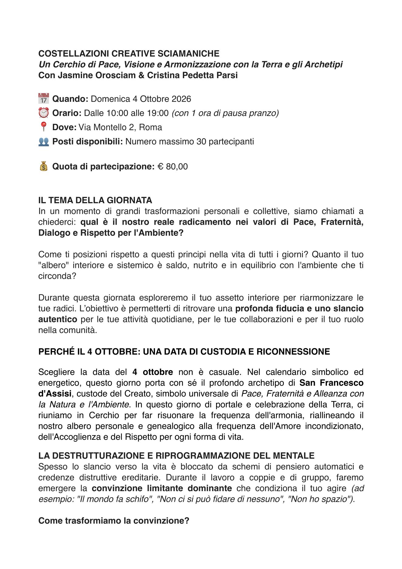 Programma della giornata, pagina 1 di 3.