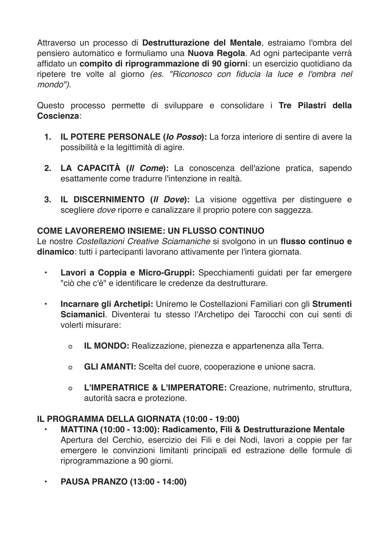 Programma della giornata, pagina 2 di 3.