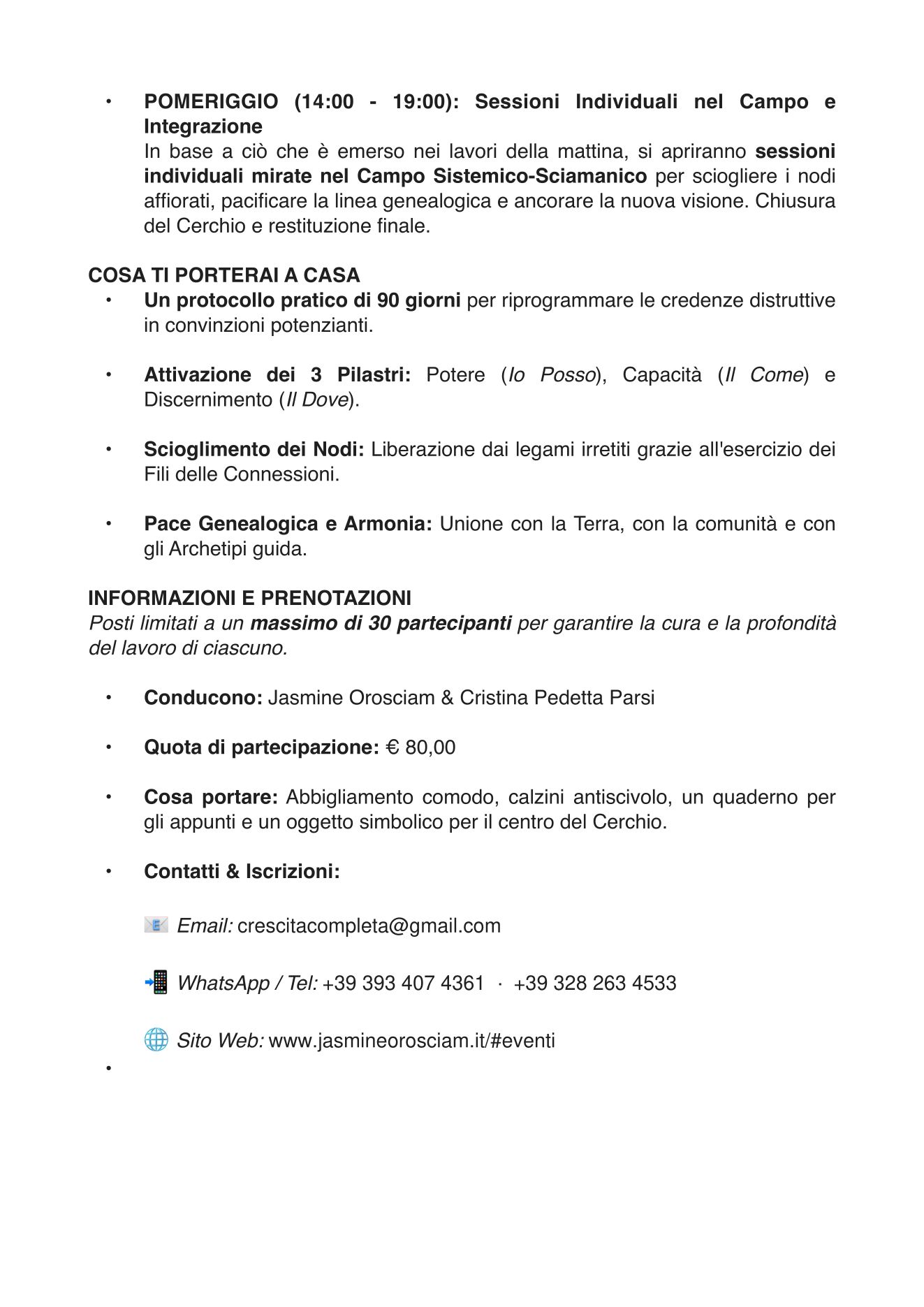 Programma della giornata, pagina 3 di 3.